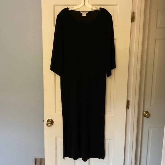 Exclusively Misook Black Knit Maxi Dress Shoulder Pads Size M - Picture 1 of 8